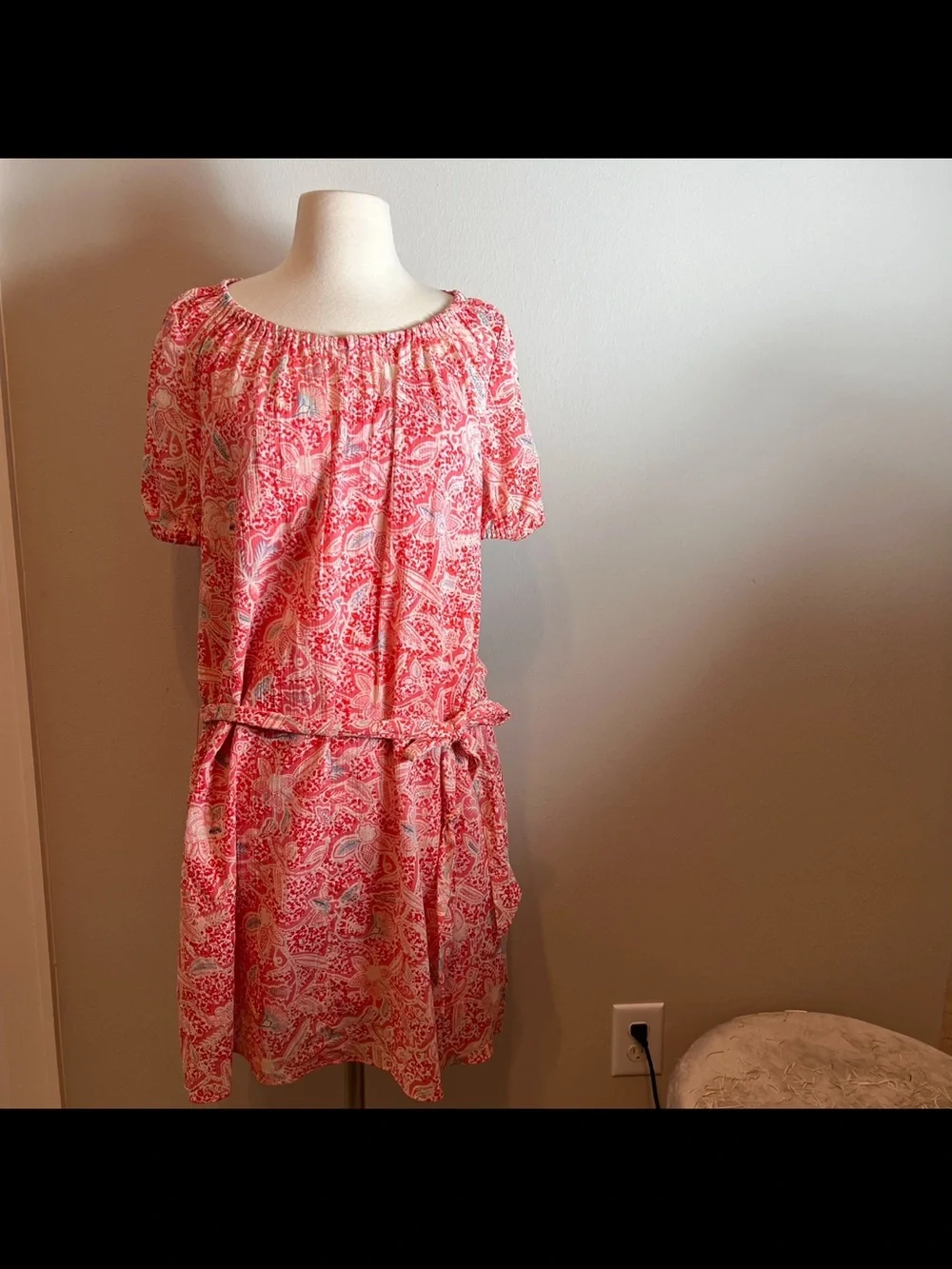 Tory Burch Coral Pink Paisley Midi Dress size 4
